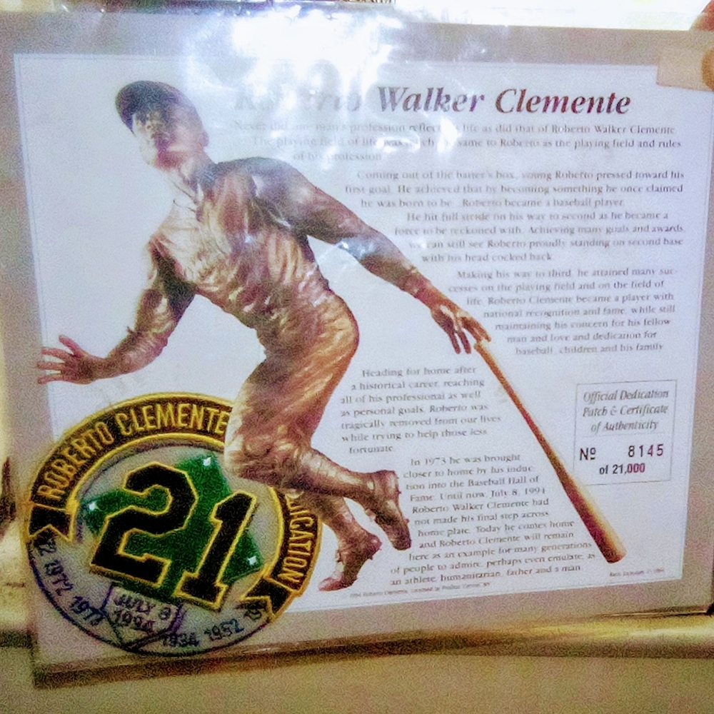 Robert Clemente 1994 statue dedication certificate